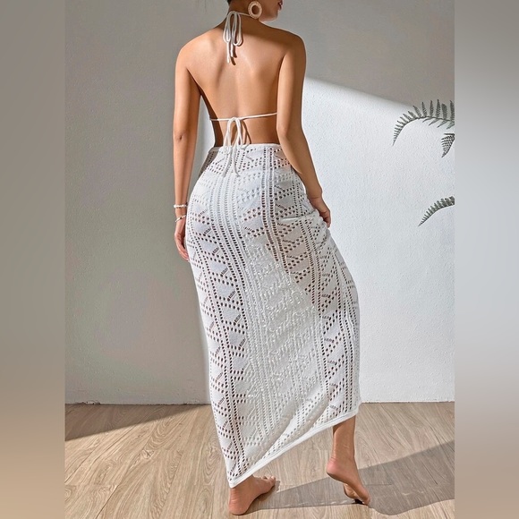 Cut Out Tie Backless Halter Neck Cover Up Dress - Picture 3 of 7